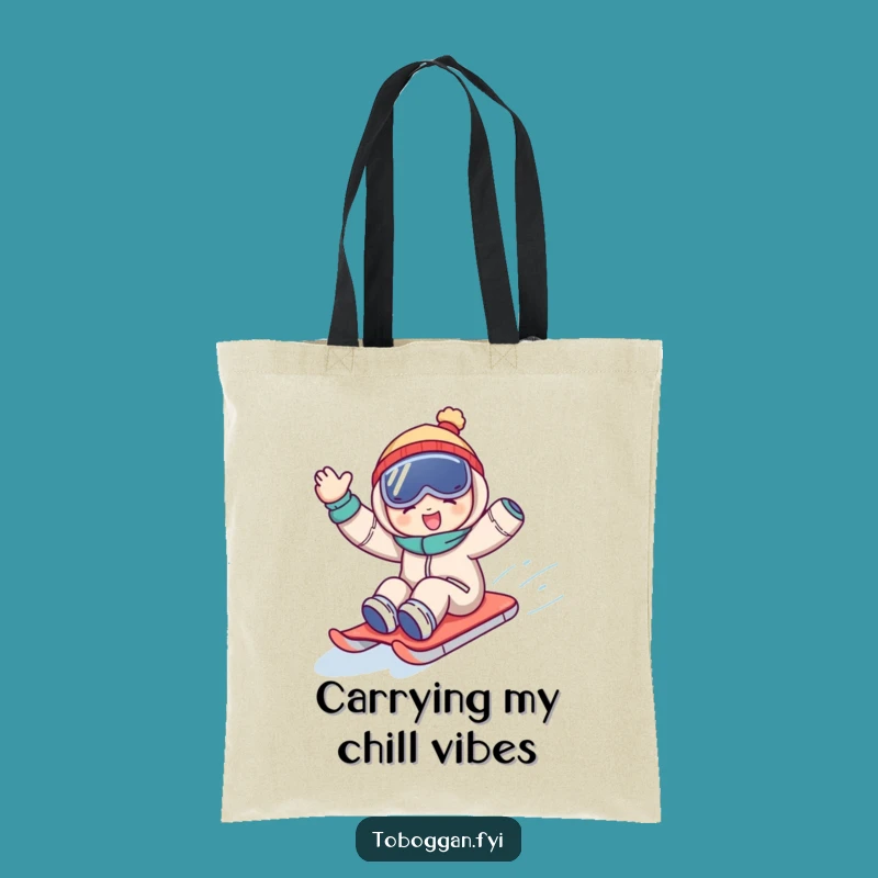 Funny Sledding Tote Bag: Joyful Wave Downhill Carry-all, Perfect Humorous Gift!