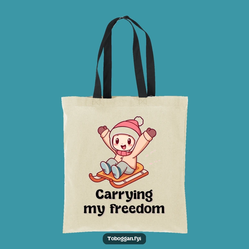 Funny Sledding Character Tote Bag: Carry Your Winter Adventure Style!