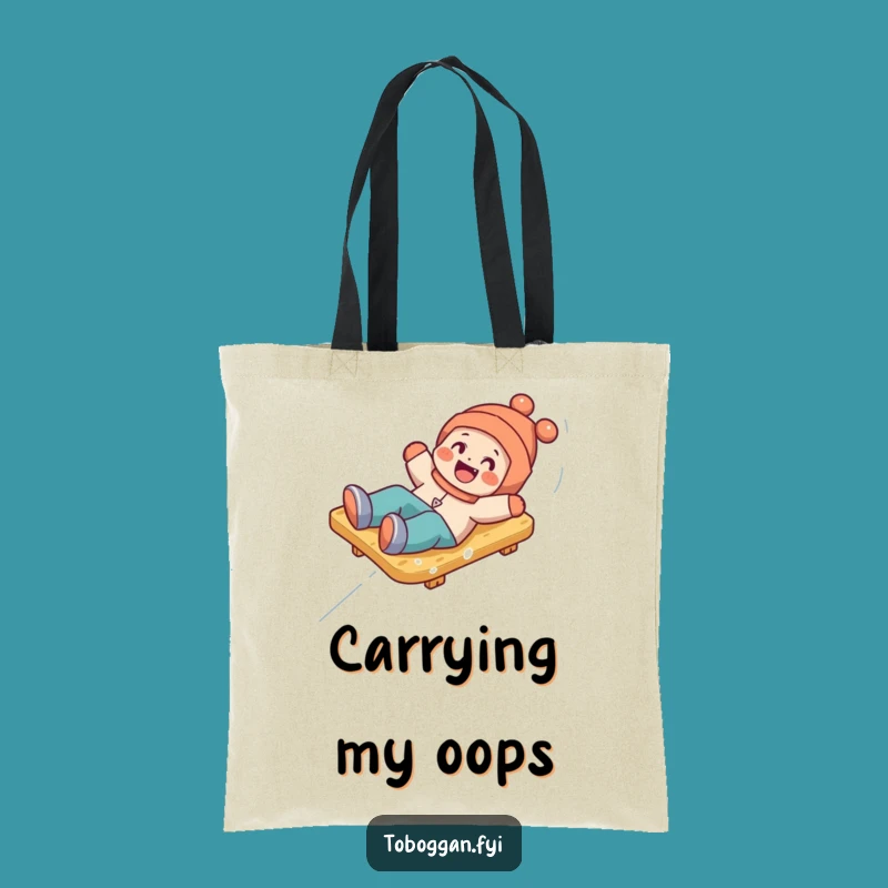 Funny Toboggan Tumble Tote Bag: Playful Character's Snowy Accessory