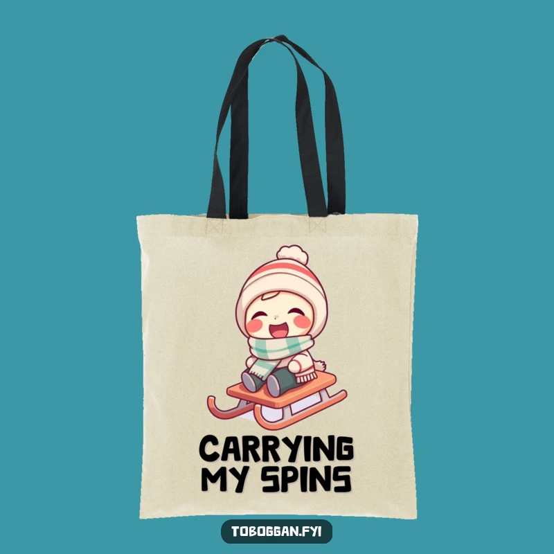 Funny Spinning Sledder Tote Bag - Carry Your Winter Smiles
