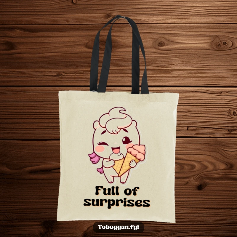 Funny character winking with a snowball on a durable and humorous tote bag, perfect for winter.