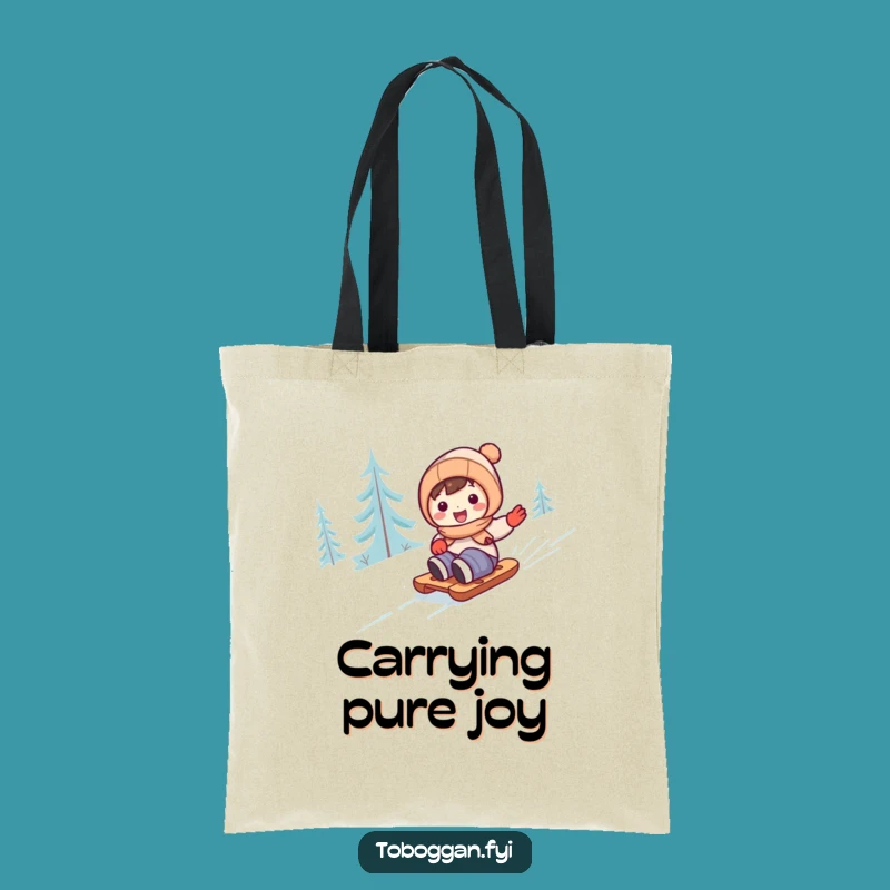 Funny Cute Sledding Character Tote Bag - Carry Your Winter Spirit