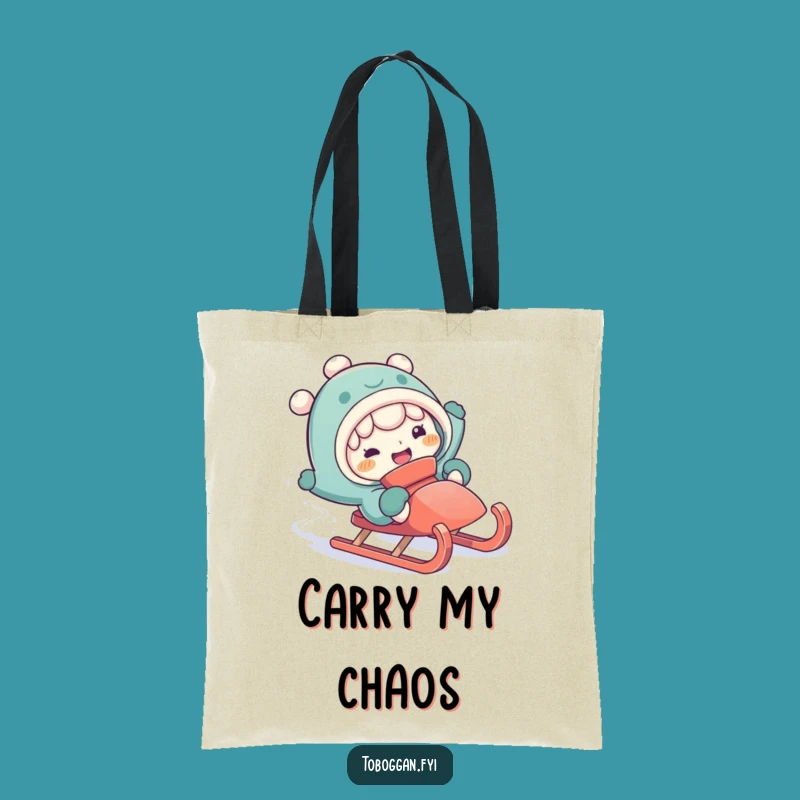 Funny Falling Off Sled Tote Bag - Comical Accessory Gift