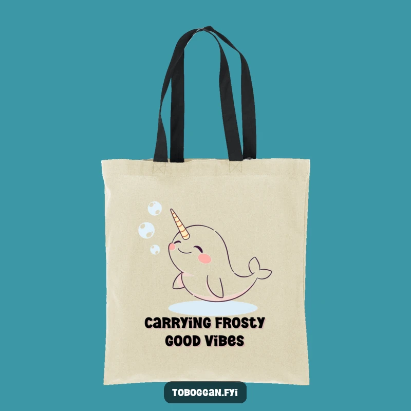 Funny Narwhal Tote Bag, Giggling Snow Bubbles - Practical Humorous Gift
