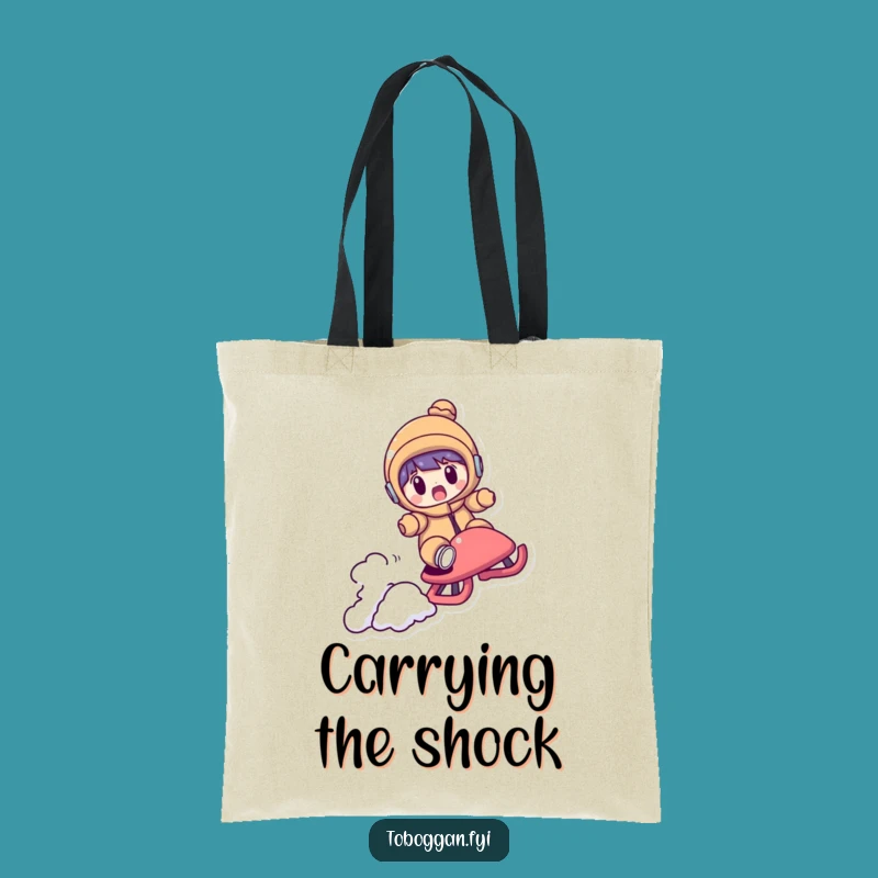 Funny Shocked Sledder Tote Bag: Carry Your Surprises