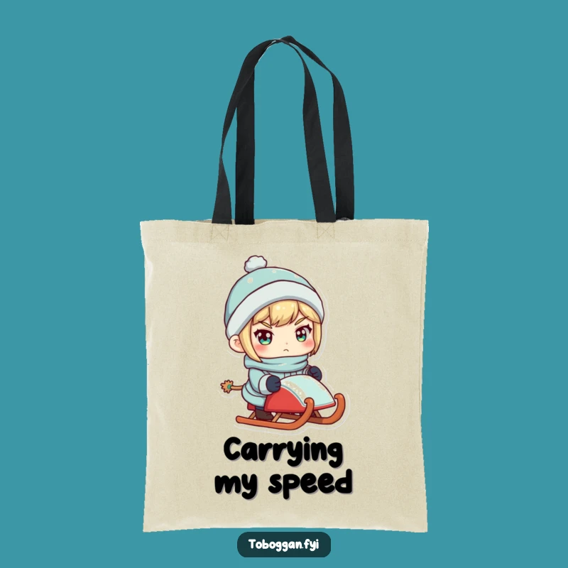 Funny Sled Master Tote Bag: Determined Character Carry-All Gift