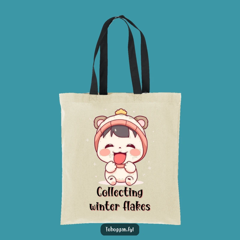 Funny Snow Catcher Tote Bag: Joyful Character's Winter Accessory Gift