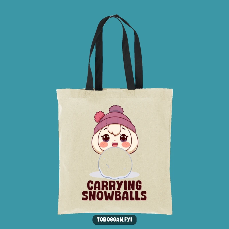Funny Snowball Surprise Tote Bag: Shocked Character Carry-All Gift