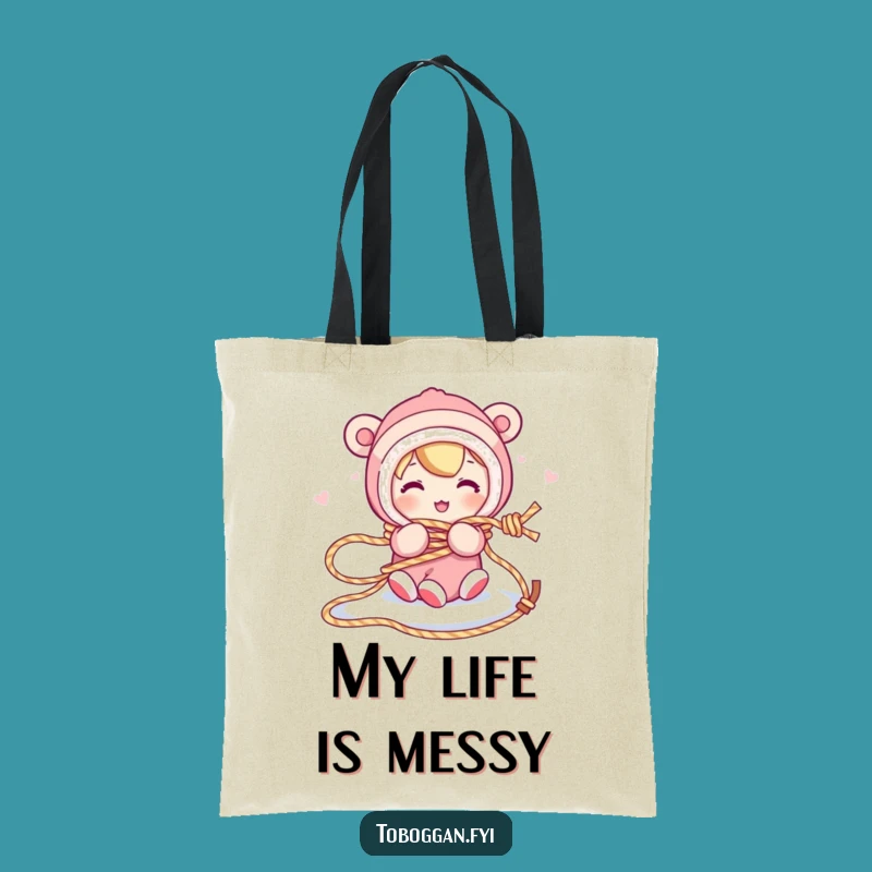 Funny Tangled Sled Rope Tote Bag: Carry Your Humor with This Hilarious Bag