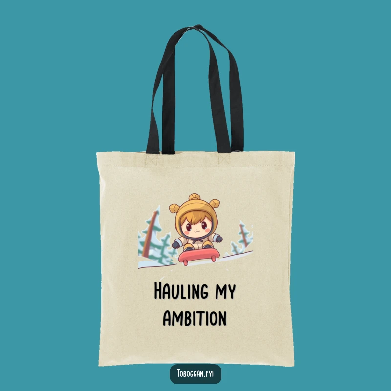 Funny Determined Toboggan Racer Tote Bag: Carry Your Goals with Focus, Ideal Funny Gift