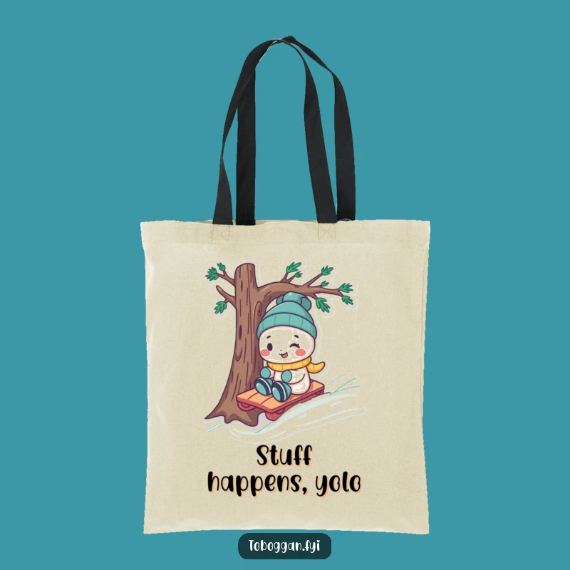 Funny Toboggan Tree Dodge Tote Bag: Carry Your Winter Gear with Style, Ideal Funny Gift