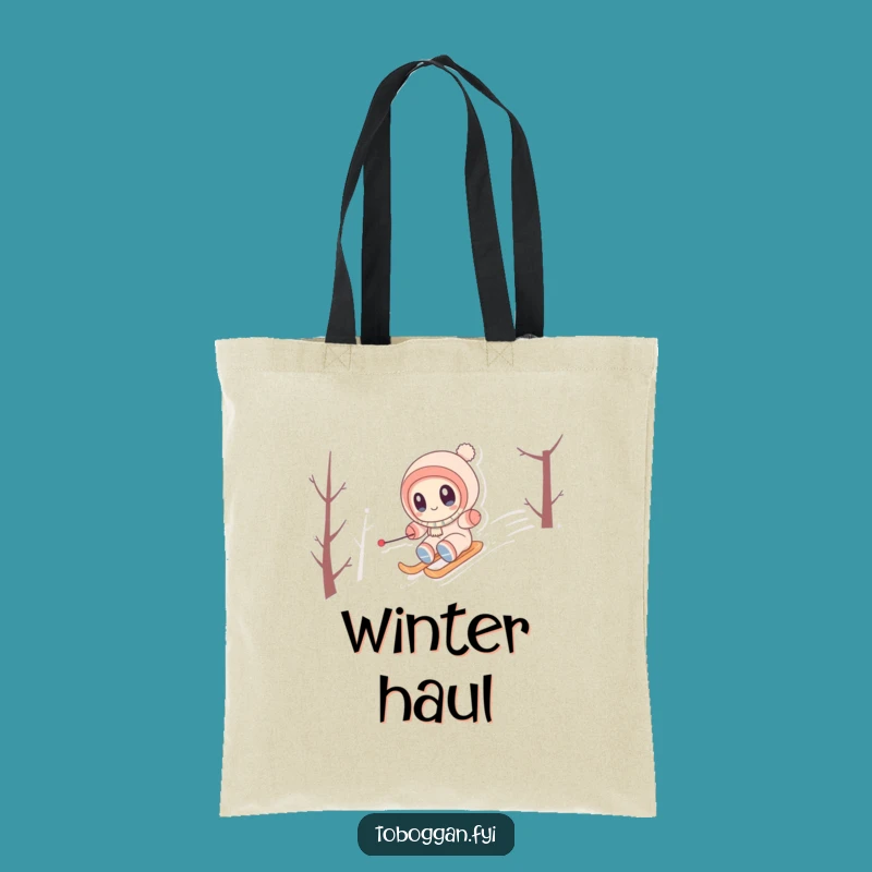 Funny Snowy Hill Zipping Tote Bag - Cute Winter Companion